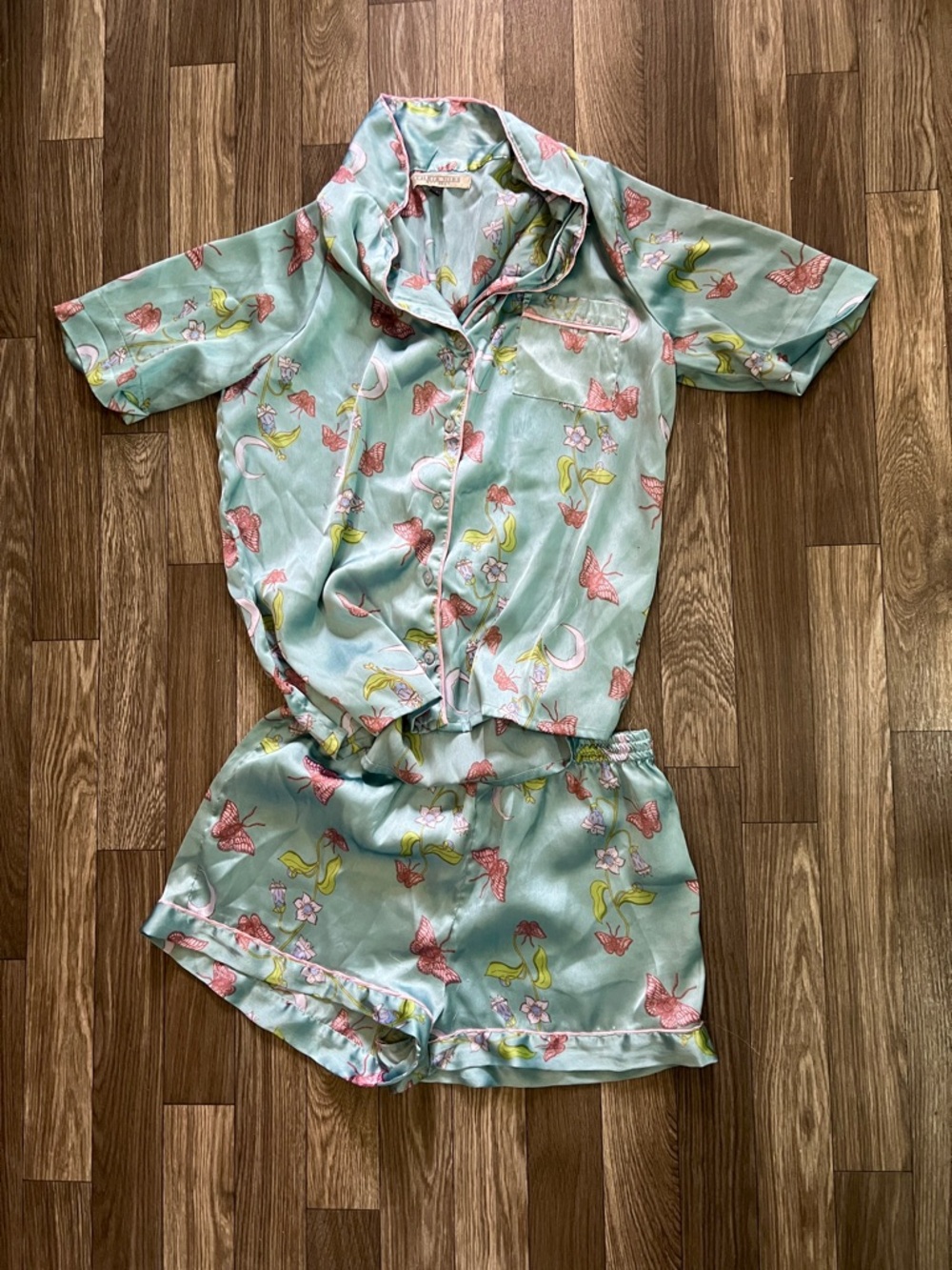 Their Nibs  Blue Flower Pajama Set Small